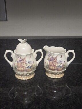 Vintage Cracker & Barrel Teapot Set Creamer and Sugar Bowl
